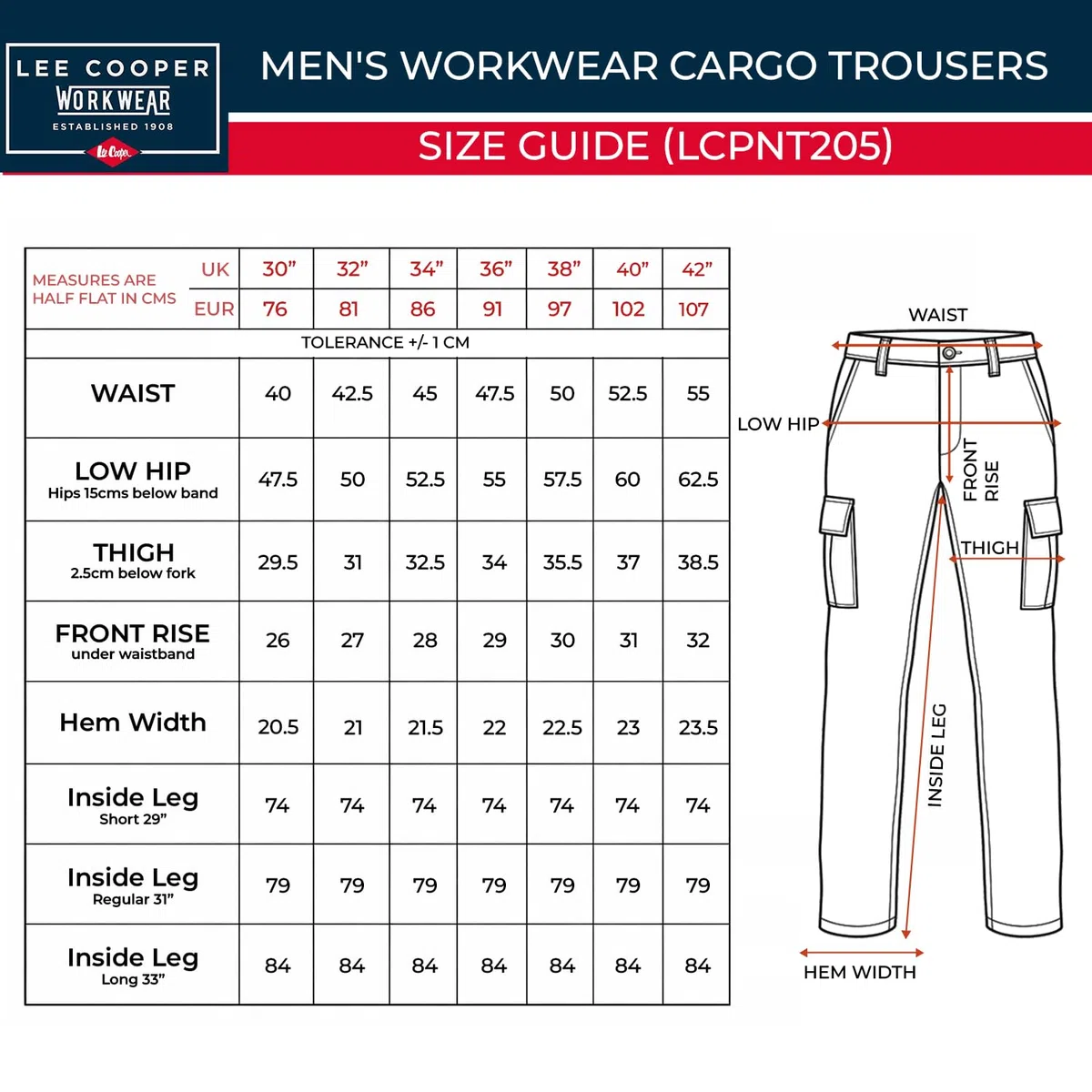 Lee Cooper Herren Cargo Arbeitshose mit Kniepolstertaschen 320 GSM – Workwear Hose Schwer Robust Multi Taschen, Sicherheits Arbeitshose Pflegeleicht für Bau Handwerk