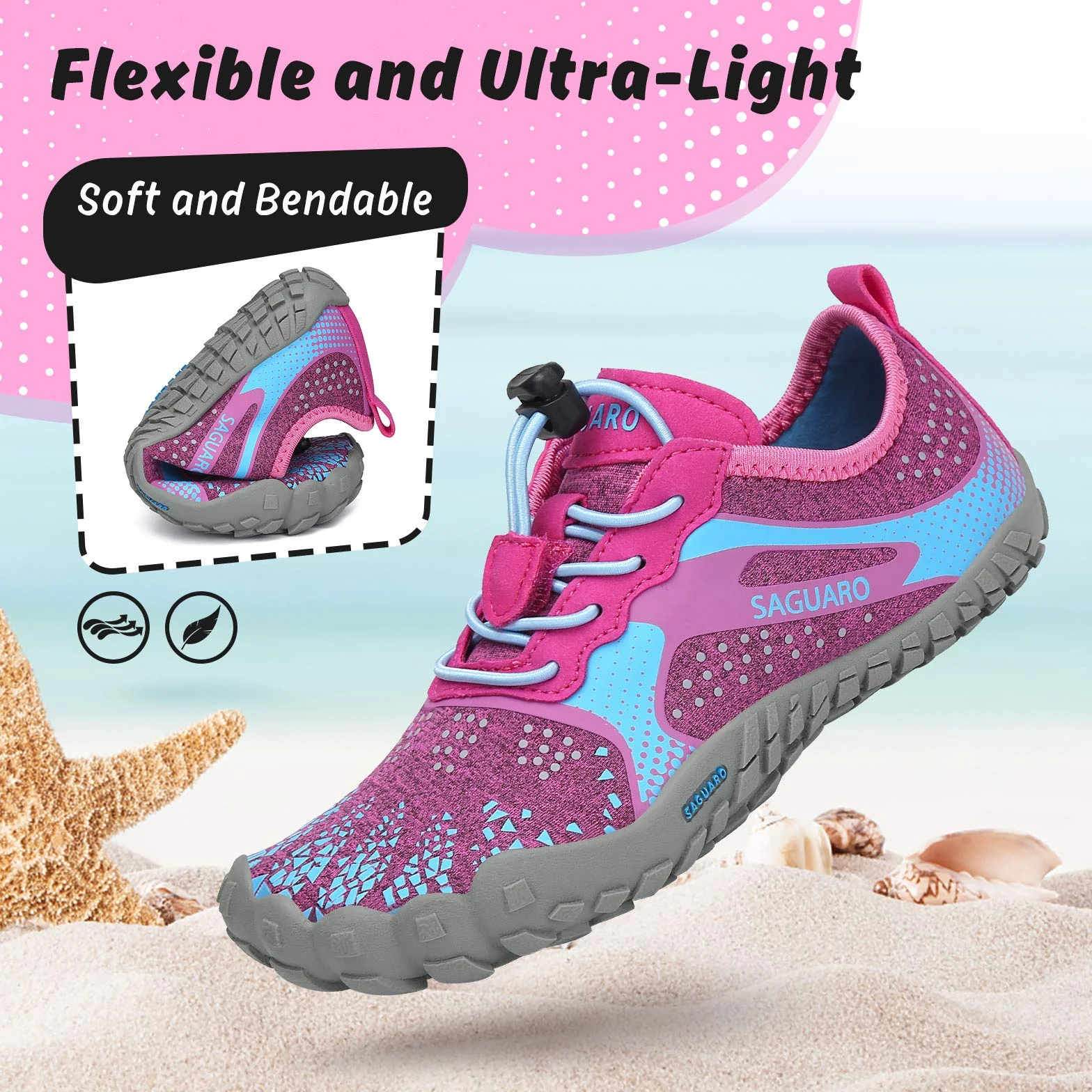 SAGUARO Unisex-Kinder Barfußschuhe Schnell Trocknend Wanderschuhe Leicht Laufschuhe Gr.24-36