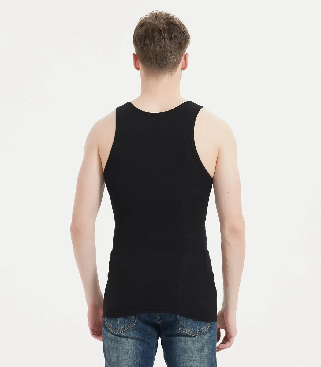 Comfneat Herren 6-Pack Elastisch Tank Tops Eng Anliegende Unterhemden | Bauwolle Elasthan, Extra Lange, Ärmellose