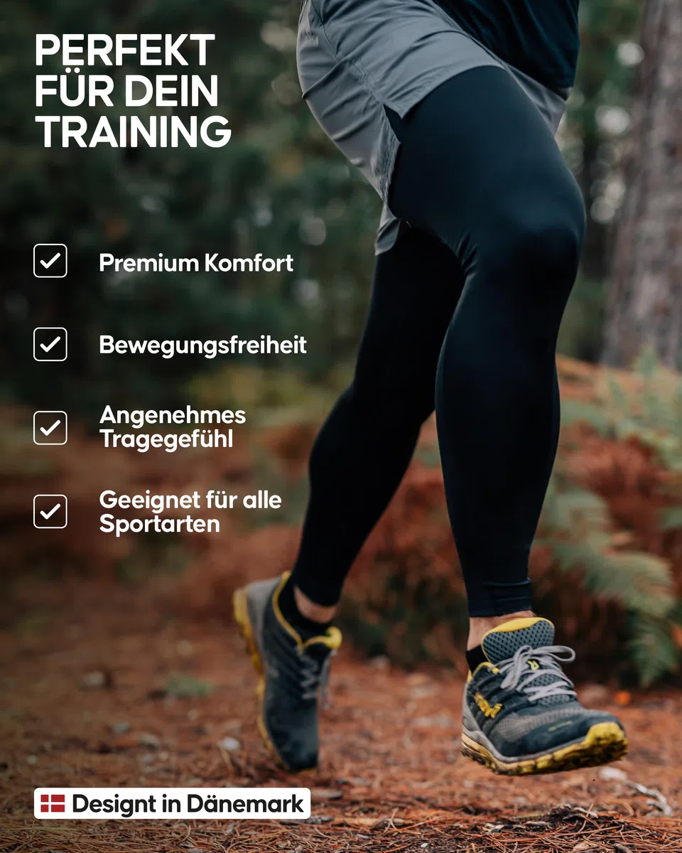 DANISH ENDURANCE 2er Pack Laufhose Herren Lang, Kompressionshose, Sportleggings mit Taschen, Winter Sporthose, Lauftights, Leichte & Bequeme Funktionshose