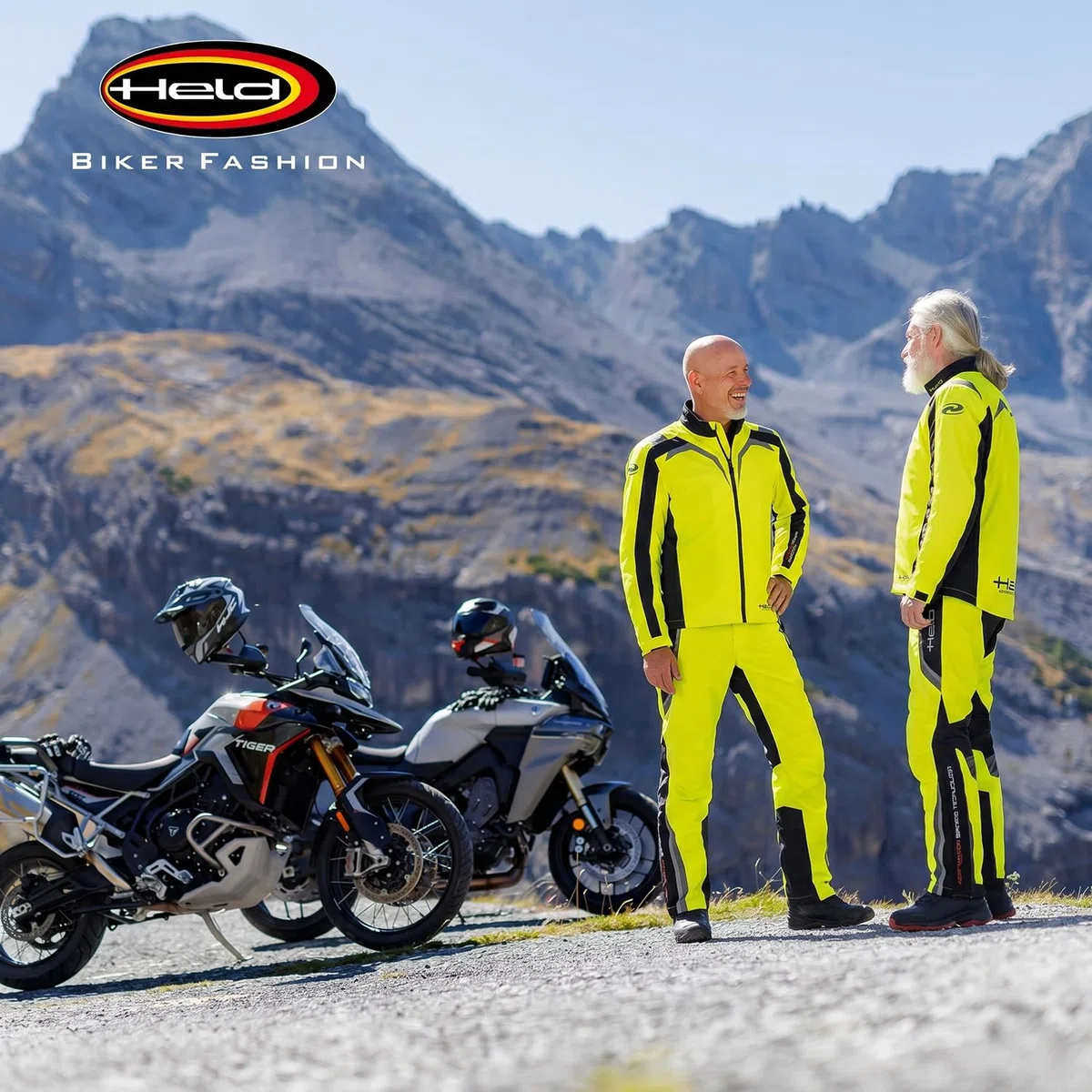 Held Rainblock 2 Base - Sport Motorrad Regenhose Herren - Membrane 100% Wasserdicht, Atmungsaktiv - Reflex Einsätze - Packtasche - Antirutsch-Gewebe am Gesäß