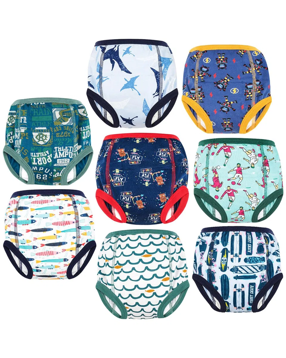 FLYISH DIRECT Töpfchen Trainingshose Baby Lernwindel Trainerhosen Unterwäsche für Baby Kleinkind Kleinkinder, 8 Stück, 110/4T