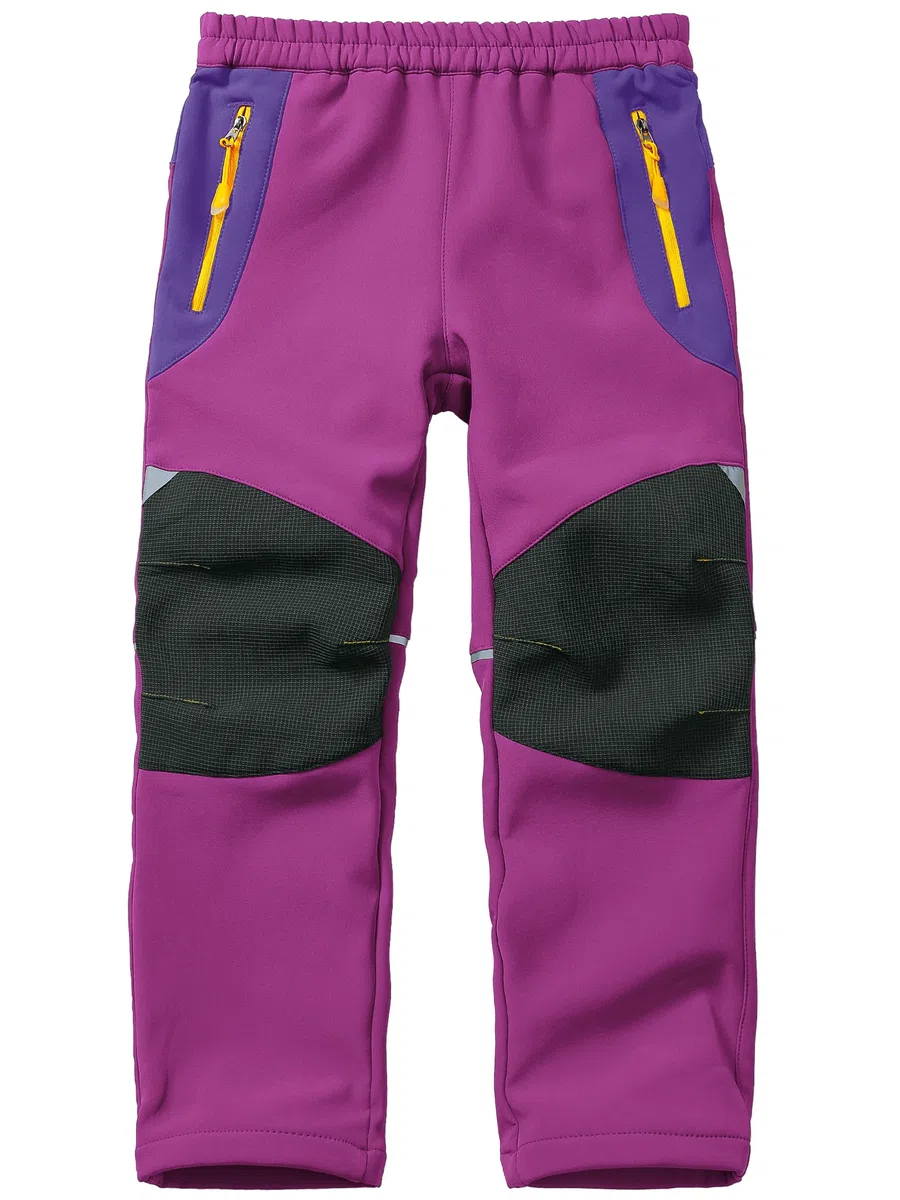 Kinder Softshellhose Wasserdicht Skihose Warm Outdoorhose Thermohose Gefüttert Winterhose Wanderhose Cargohose für Jungen und Mädchen
