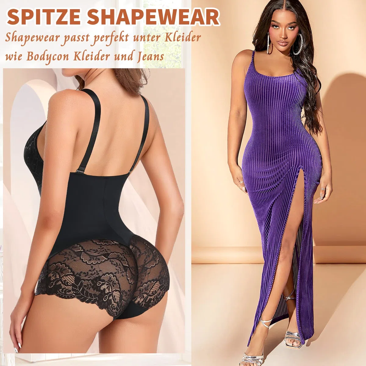 YARRCO Shapewear Damen Bauchweg Body Shaper Miederslip Shaping Bodysuits Leicht Figurformende Unterwäsche U-Ausschnitt