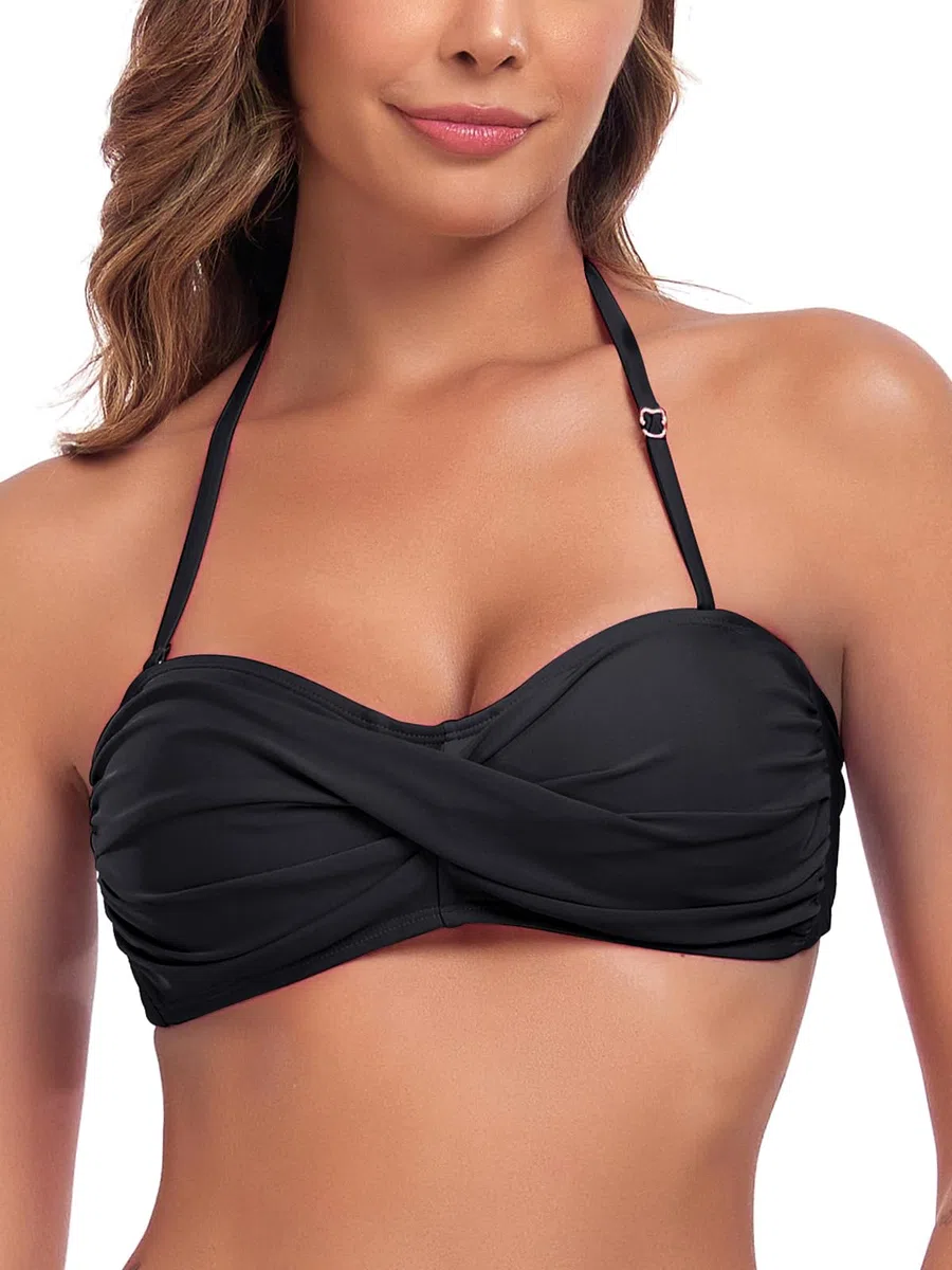 Ocean Blues Damen Bandeau Bikini Top Ohne Träger mit Verstellbarer Rückenschnürung