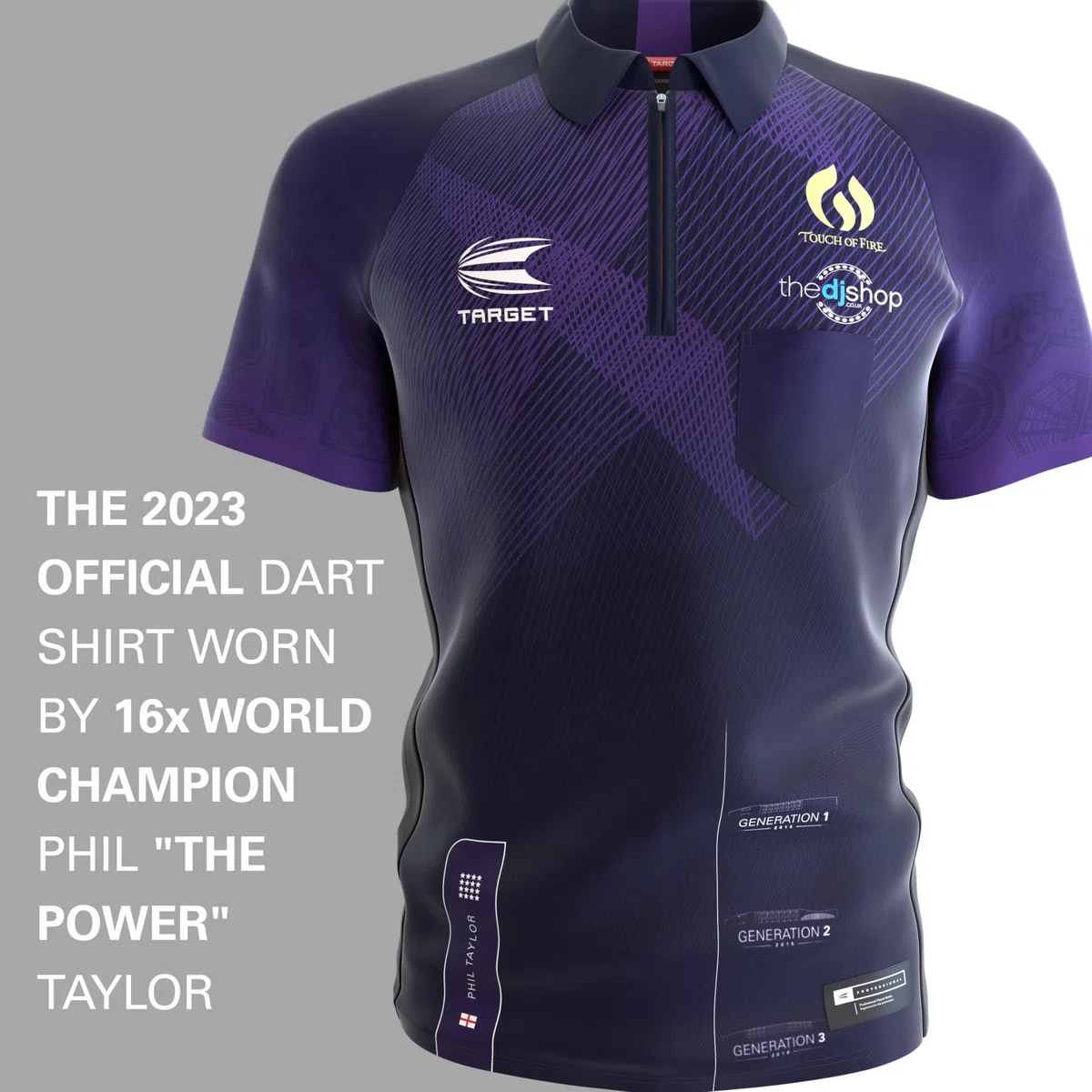 Target Darts Phil 'The Power' Taylor 2023 Edition Coolplay Collared Pro Darts Shirt