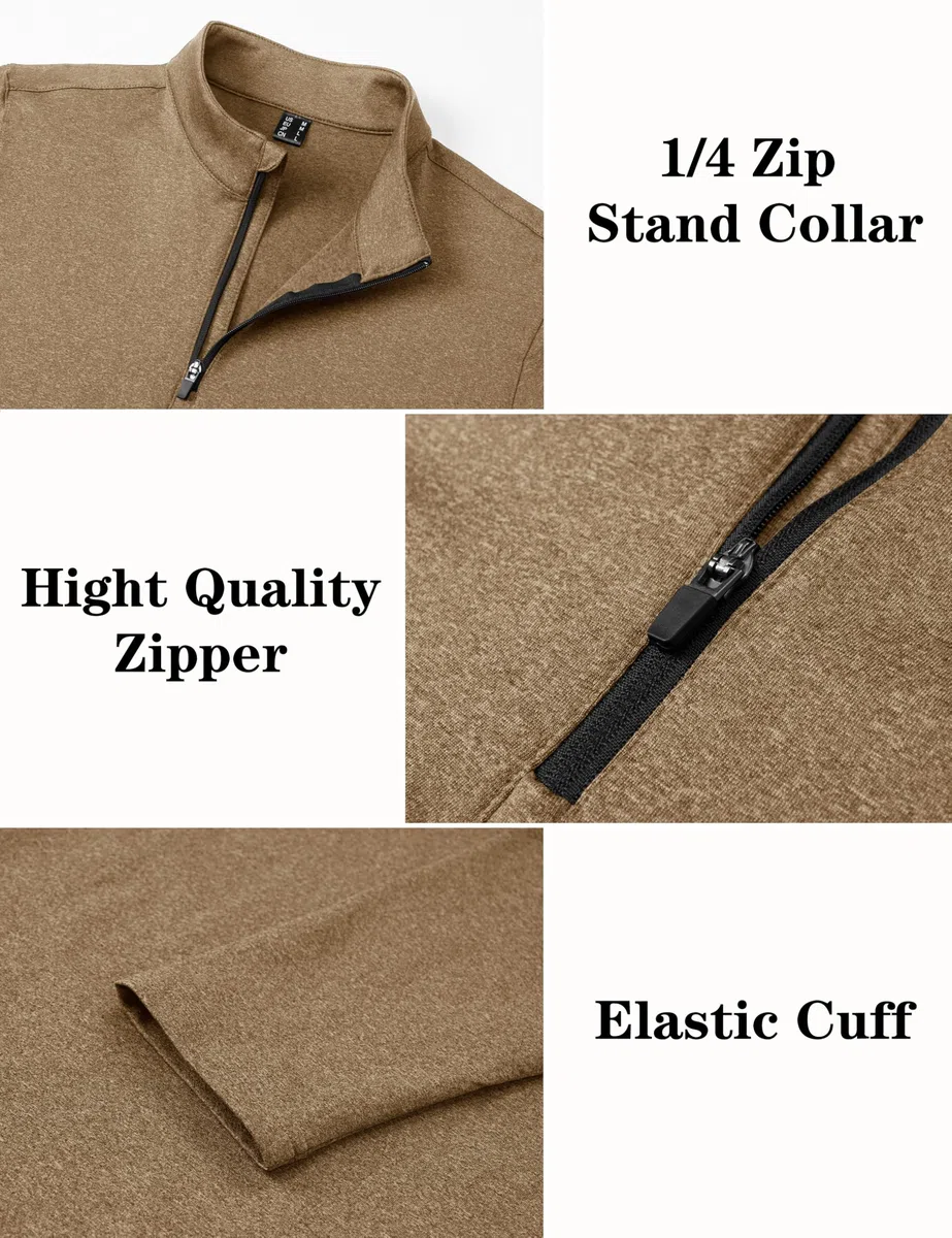 KEFITEVD Herren 1/4 Zip Fleece Pullover Langarm Funktionsshirt Warm Wanderpullover Atmungsaktiv Sportshirt Ski Fahrrad Shirt