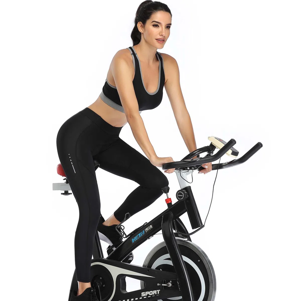 Santic Fahrradhose Damen Lang Gepolstert 7/8 Radlerhose Radsport Leggings Tights Lange Hosen Sitzpolster Elastische Schnell Trocknend Atmungsaktive