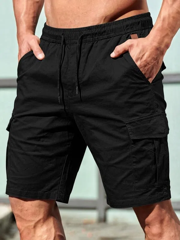 Elegancity Kurze Hosen Herren Cargo Shorts Sommer Freizeithose Kurze Elastische Taille Chino Shorts Mit 6 Taschen S-XXL
