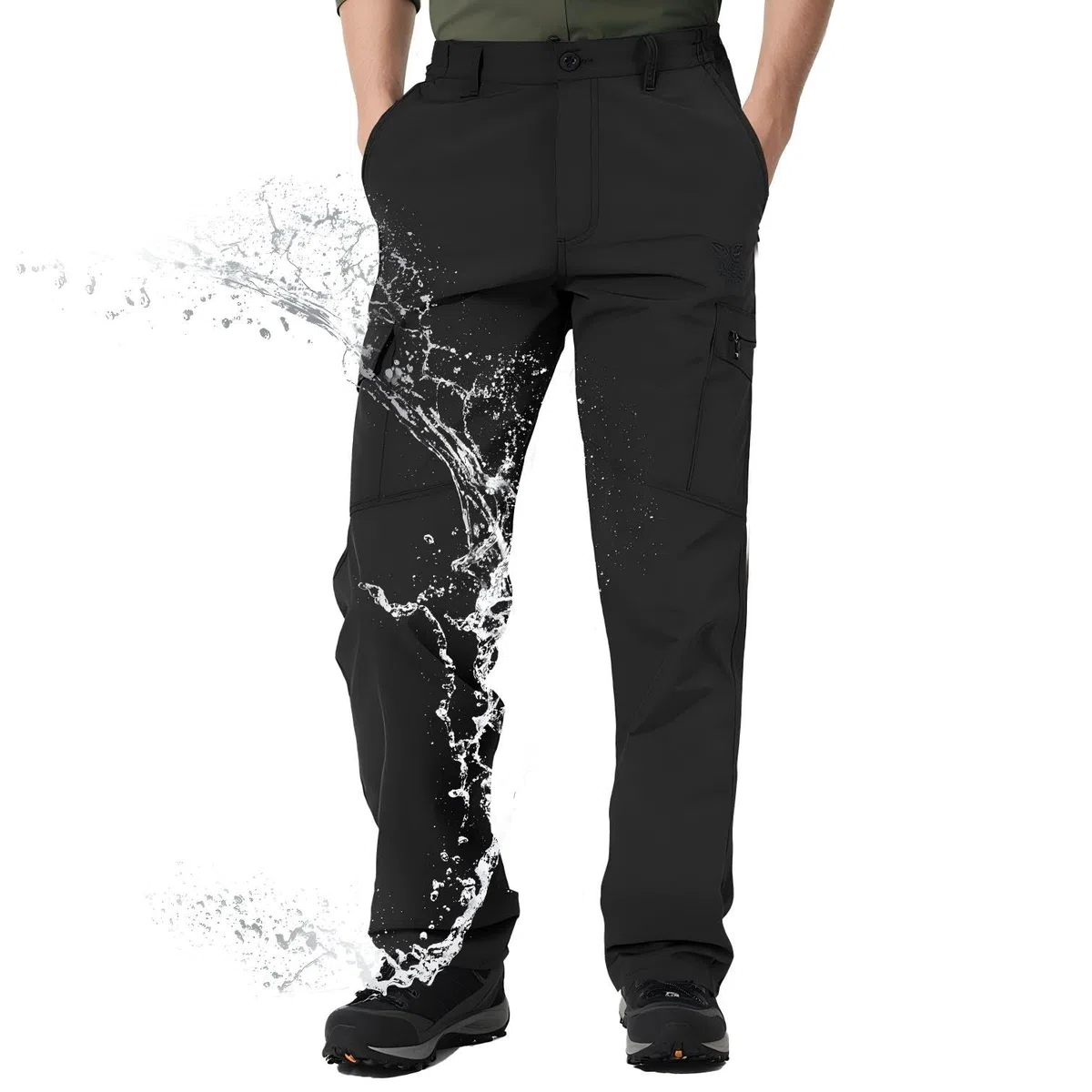 Aimato Wanderhose Herren wasserabweisend, Cargohose mit 6 Multifunktionstaschen, Teilweise Elastische Taille Outdoorhose, Arbeitshose für Trekking, Wandern, Camping, Reisen