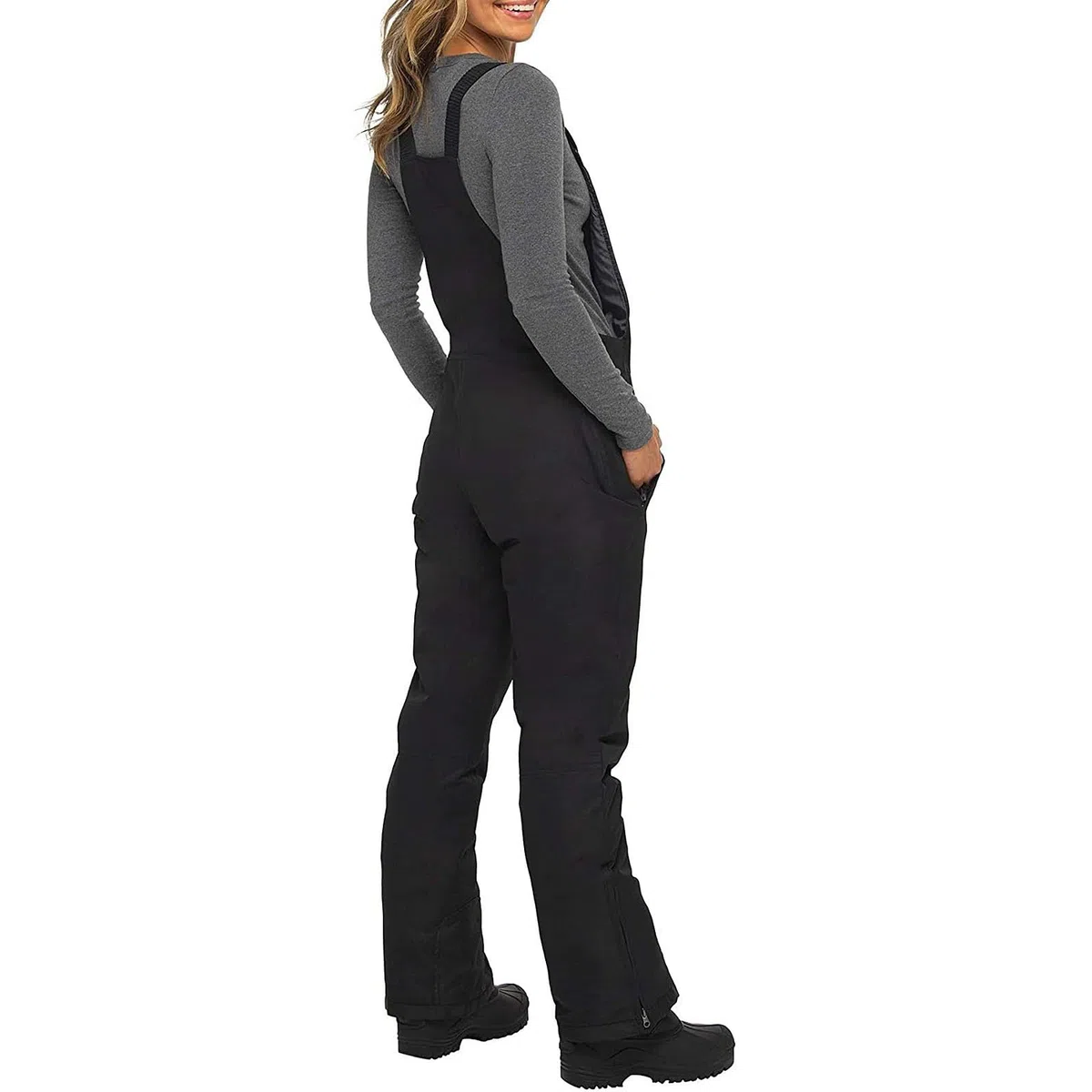 EMATOP Schneehose Damen Wasserdicht Winddicht Skihose Winter Warm Ski Overall Einfarbig Hosenträgerhose mit Taschen Softshellhose Reißverschluss Wanderhose Outdoor Sport Latzhose Thermohose