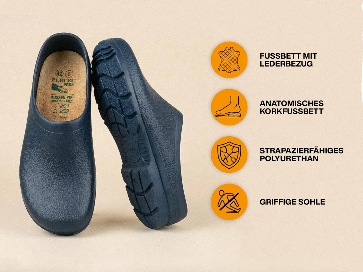 ALBATROS PURCEL Profi Gartenclogs – wasserdichte Damen & Herren Clogs & Pantoletten für Garten, Arbeit & Zuhause – rutschfeste Gartenschuhe mit anatomischem Kork-Fußbett