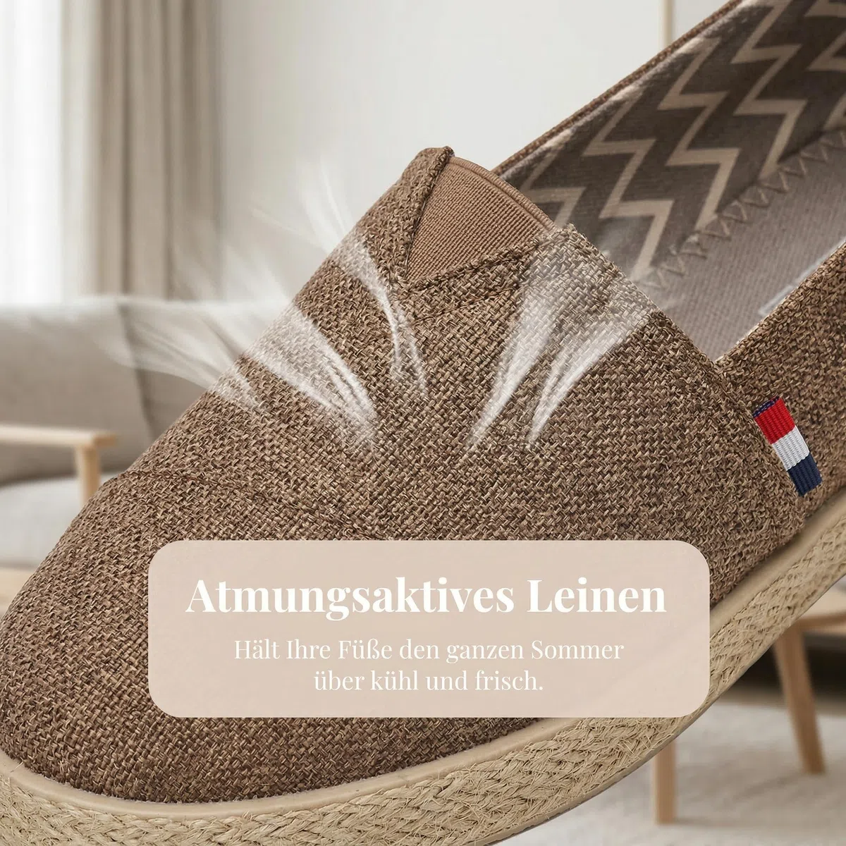 GLAMORA Espadrilles für Herren, Segeltuch, ohne Schnürsenkel, atmungsaktiv, rutschfest, Sommerschuhe, Slip-On-Schuhe, lässig, leicht, bequem, Mokassin, Stoff, Jutesohle, Stil, Komfort