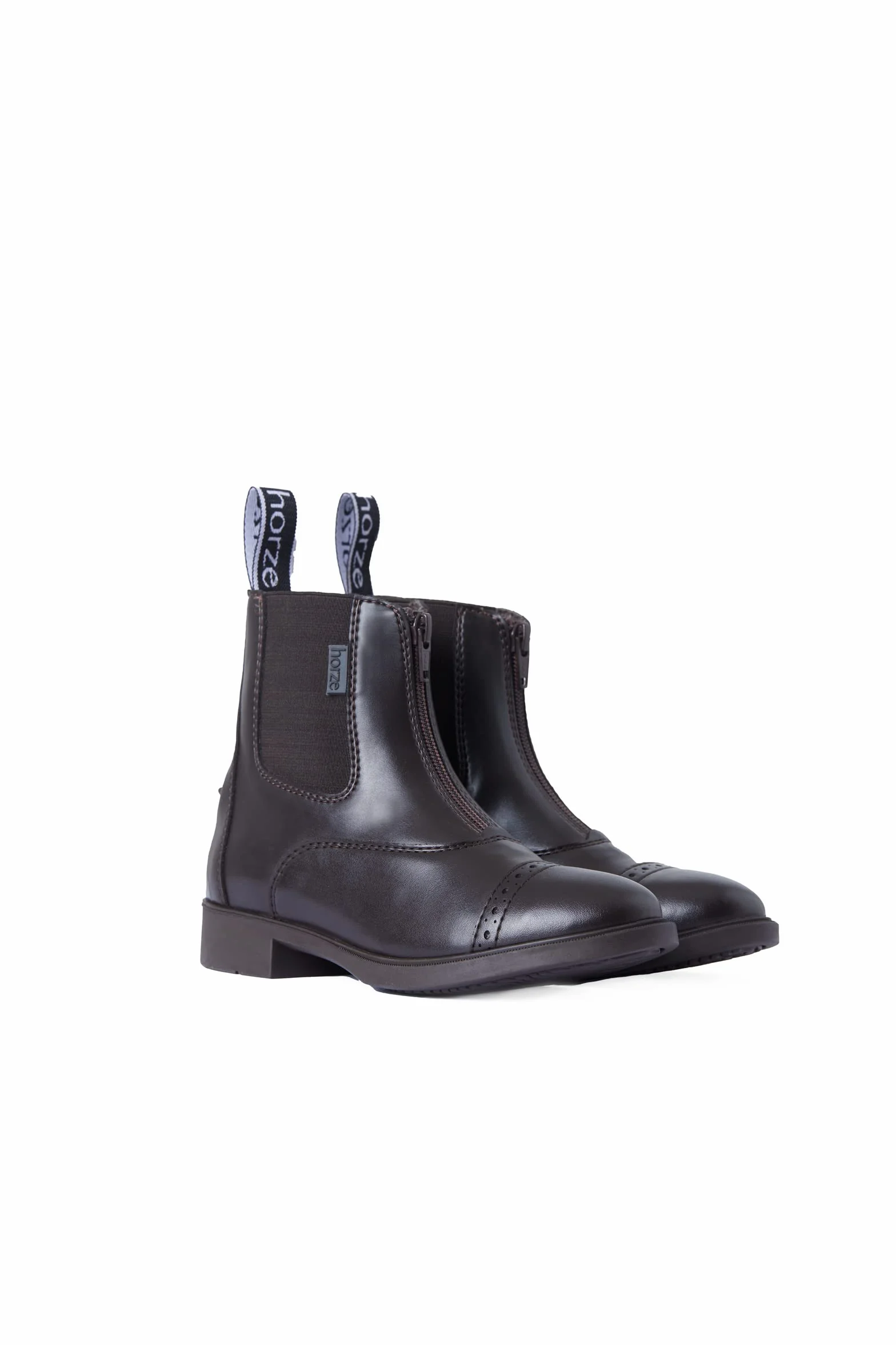 HORZE Wexford Kinder Jodhpur Reitstiefeletten mit vorderem Reißverschluss – Bequeme, pflegeleichte Reitstiefel aus robustem Kunstleder, Schwarz, 35