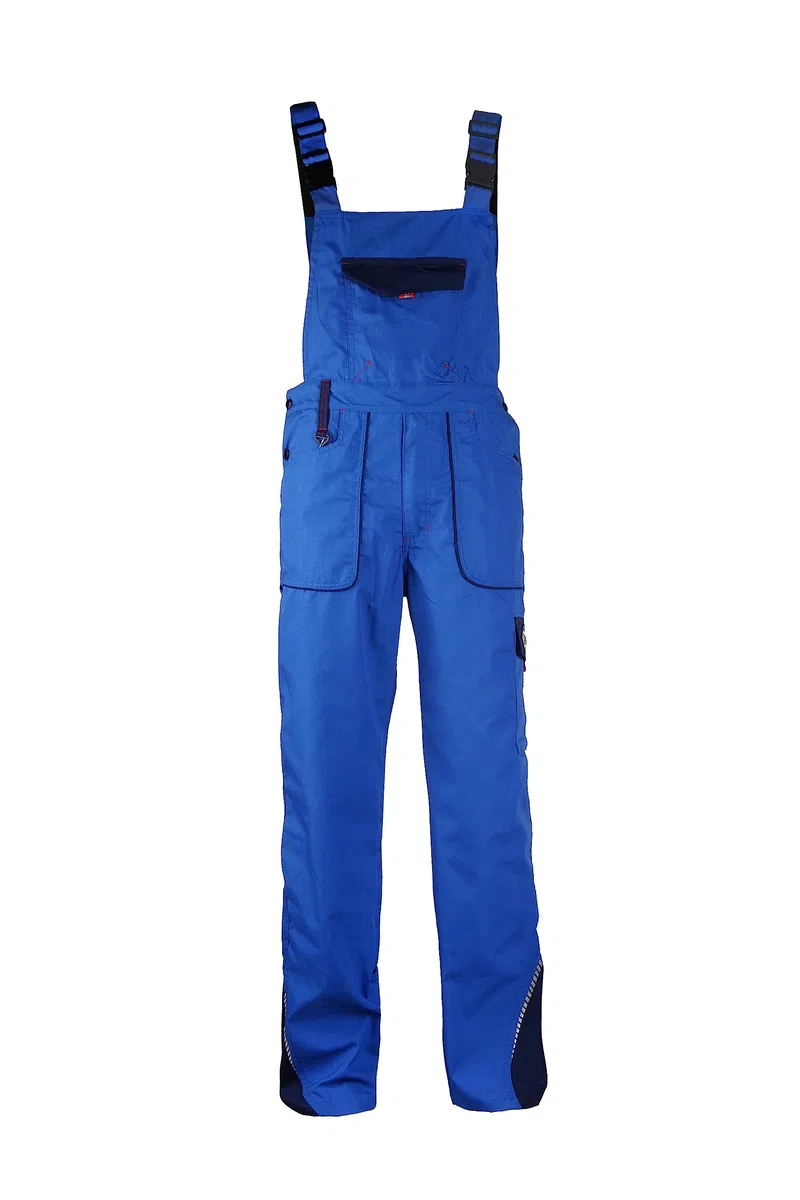Stenso Prisma Arbeitshosen Männer Latzhose Herren Arbeitshose aus Ripstop - Leichtes und Verschleißfestes Material, Arbeitslatzhose Herren mit Cargotasche, Elastische Taille Königsblau EU58