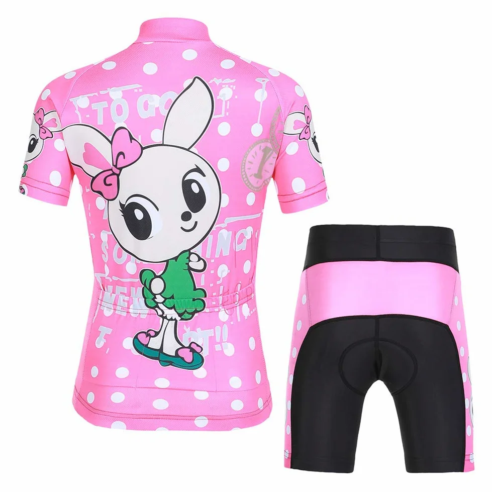 Kinder Radtrikot Set Jungen Mädchen Fahrrad Anzüge Schnelltrocknend Radsport Bekleidung Kurzarm Fahrradtrikot Kurz Radhose mit 3D Sitzpolster