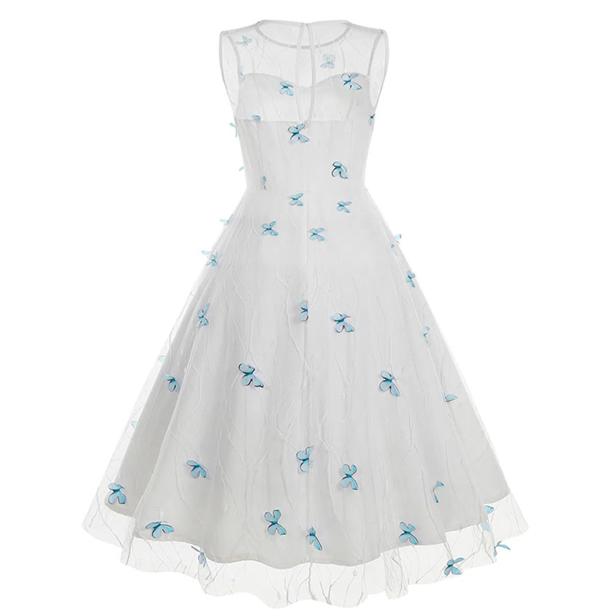 Festliche Kleider Mädchen Ärmelloses Kleid mit R Schnitt Schmetterlingsstickerei Imstil Ärmelloses Europäisches Spitze Schmetterling Besticktes Vintage Kleid Damen Kleider Sommer Elegant Sexy