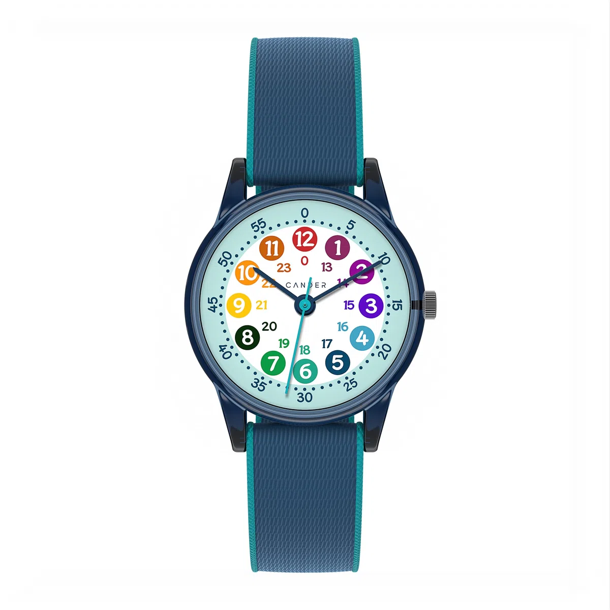 Cander Berlin MNA 0130 M Kinderarmbanduhr Klett Armbanduhr Kinder Mädchen Junge 3 ATM wasserdicht Lernuhr analog blau