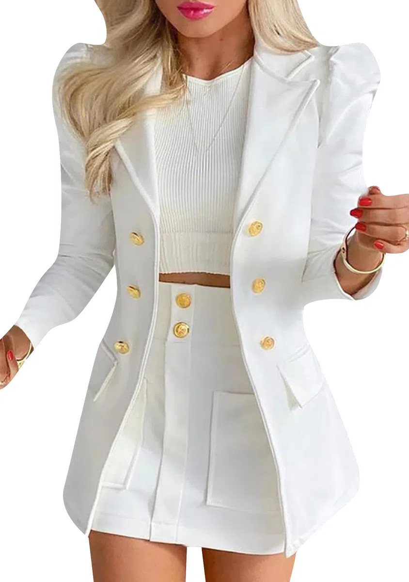 Yming Frauen Herbstmode Blumendruck Langarm Blazer Jacke Mit Offenem Vorderteil Und Shorts Als 2-Teilige Outfits