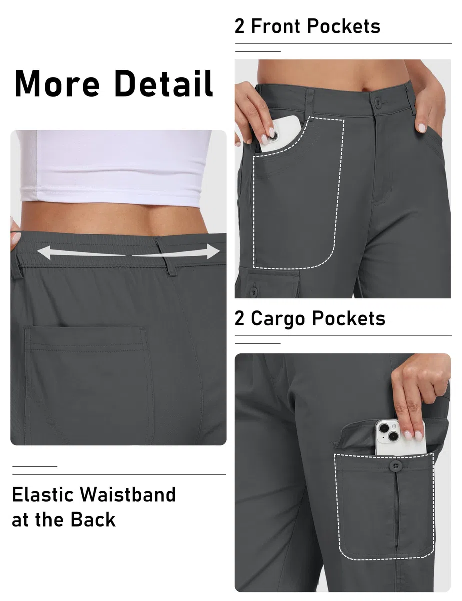 MoFiz Cargo Shorts Damen 3/4 Lange Hosen Wandershorts Trekking Caprihose Sommer Outdoorhose