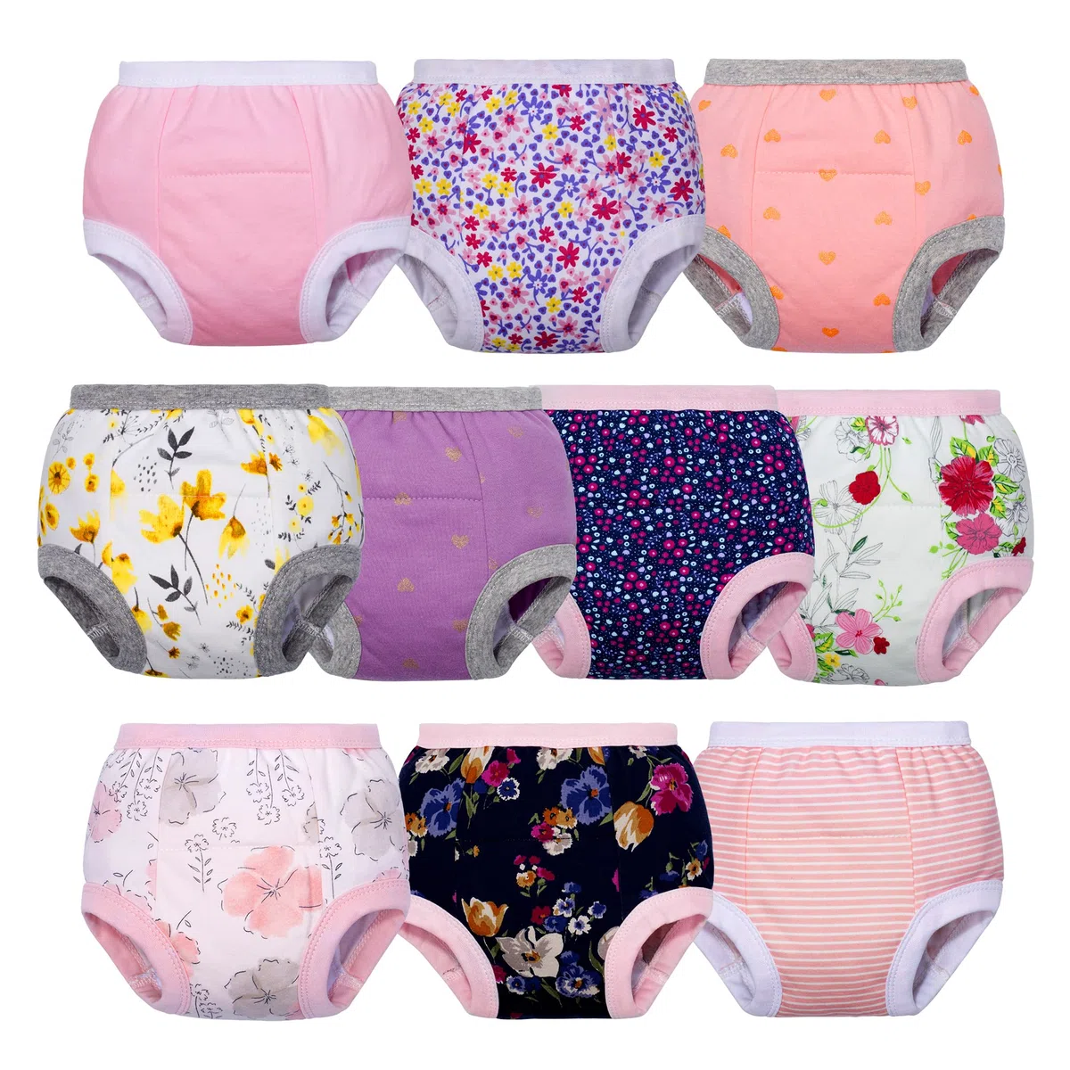 BIG ELEPHANT Baby Mädchen 6er-Pack Töpfchen-Unterwäsche, gepolsterte, saugfähige Blumen-Trainingshose für Kleinkinder