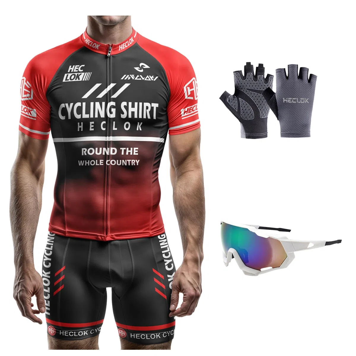 Herren Kurzarm Fahrrad Trikot Set,2025 neu Radtrikot Herren Kurzarm mit Atmungsaktiv Schnell Trocknend Radtrikot Mit 9D Sitzpolster für MTB Rennrad Fahrradbekleidung