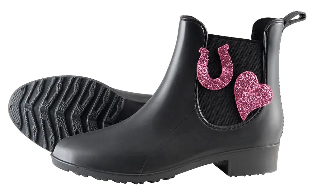 PFIFF 102663 Kinder Stiefelette „Lucky“, wasserdichte Gummistiefel, Schwarz, 30-35