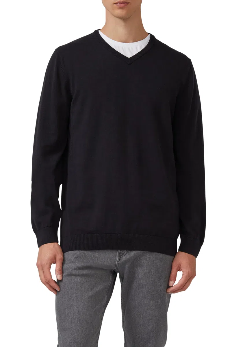 s.Oliver Herren Pullover V-Ausschnitt, Regular Fit, Langarm, 100% Baumwolle