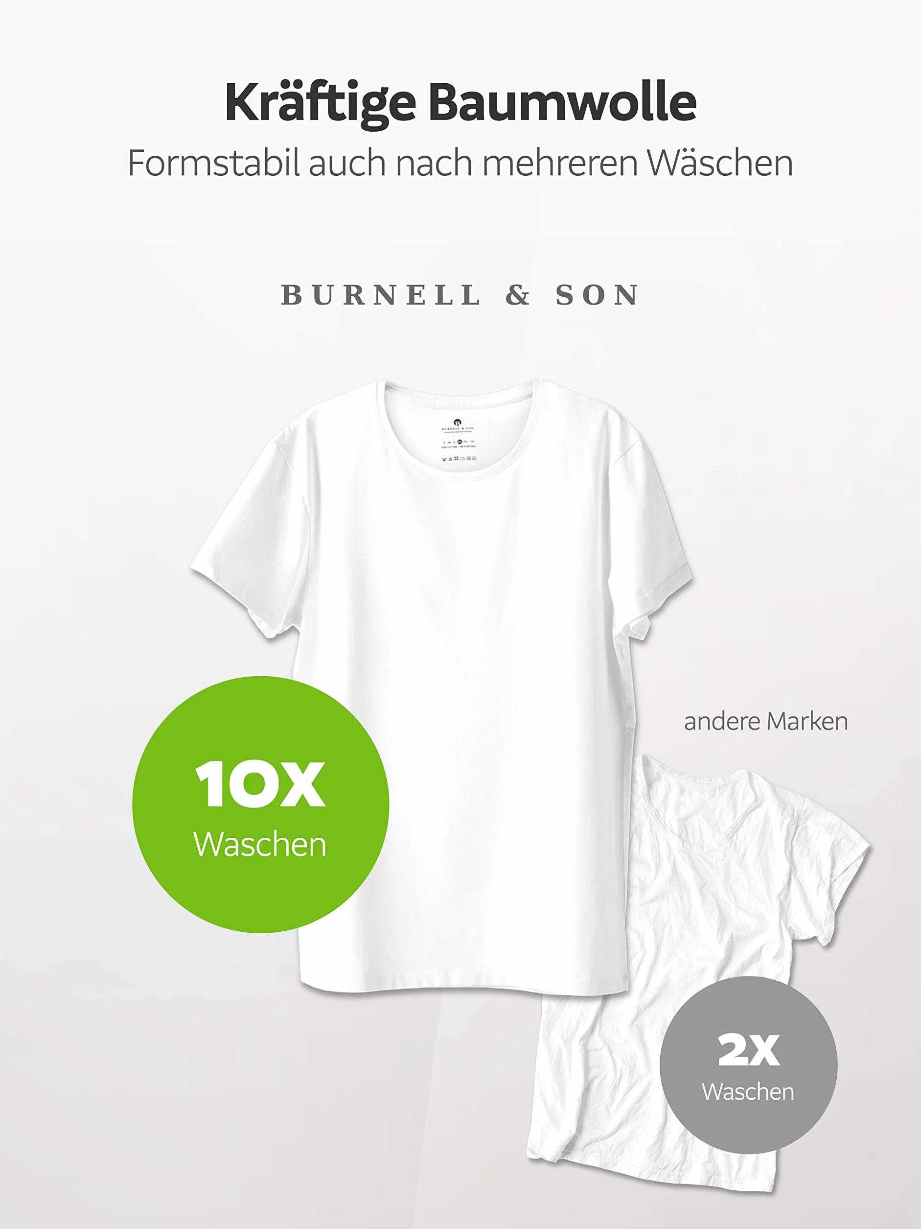 Burnell & Son Herren T-Shirt 3er Pack V-Ausschnitt Unterhemd Herren - Stretch - Kurzarm Shirt Männer aus Baumwolle Basic Slim Fit