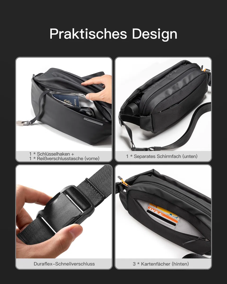 Inateck Sling Bag, Stilvolle Umhängetasche mit verstellbarem Schultergurt, wasserabweisende Umhängetasche für Damen und Herren
