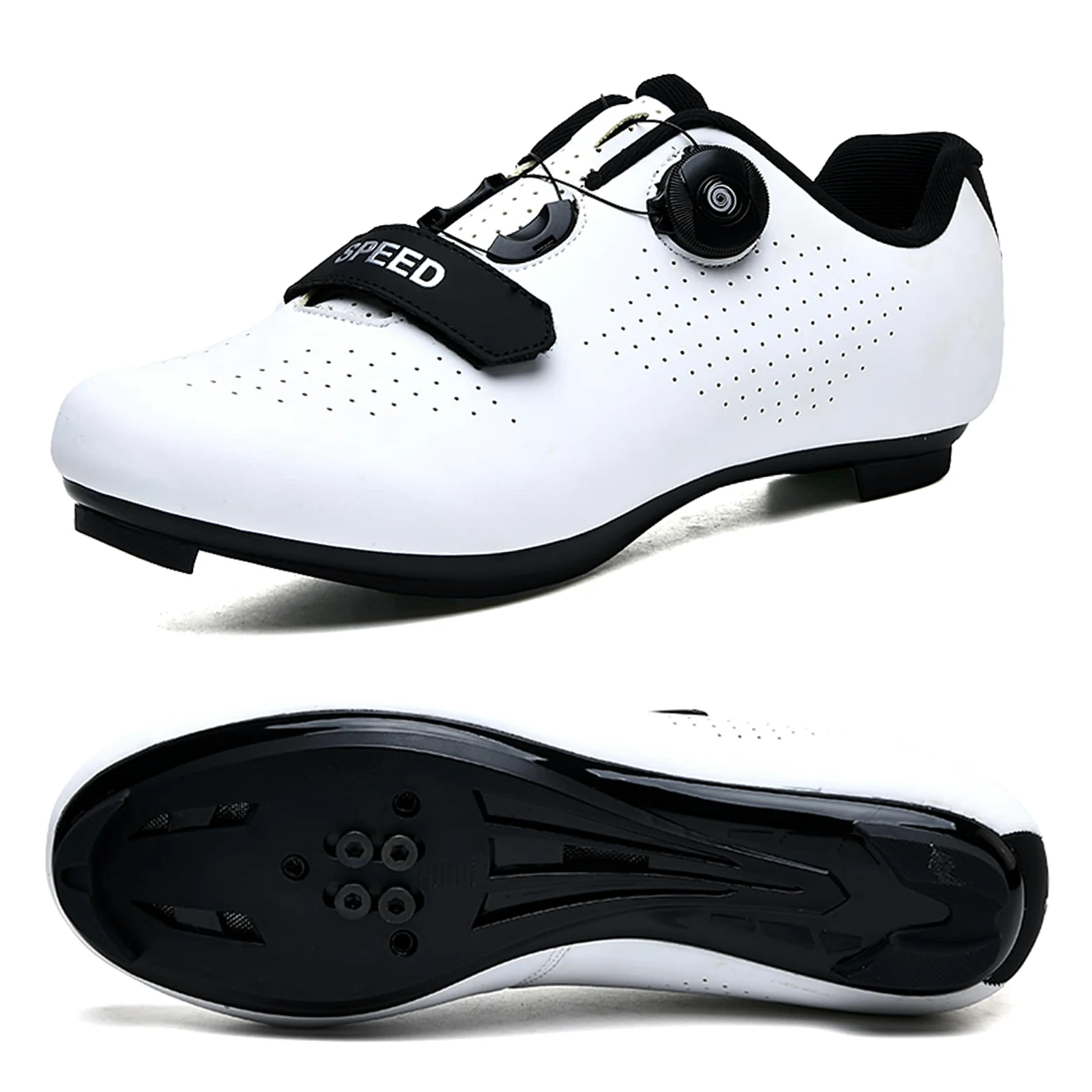 LZQpearl Einfarbige Fahrradschuhe, Rennrad Und MTB Radsport Schuhe Für Herren Damen, Professionelle Outdoor-Sneaker, Kompatibel Mit Peloton SPD/SPD-SL Und Look