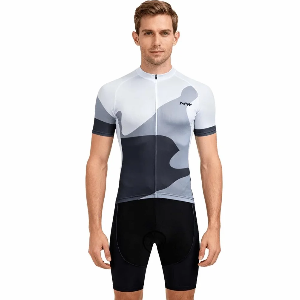 Moxilyn Fahrradtrikot Kurzarm Set für Herren Radtrikot T Shirt Radsport Radtrikot Set Fahrrad Trikot Kurzarm+Radhose mit 9D Gel,Ursprüngliche Gaze Radjacke und Radhose,Cycling Jersey Radtrikot