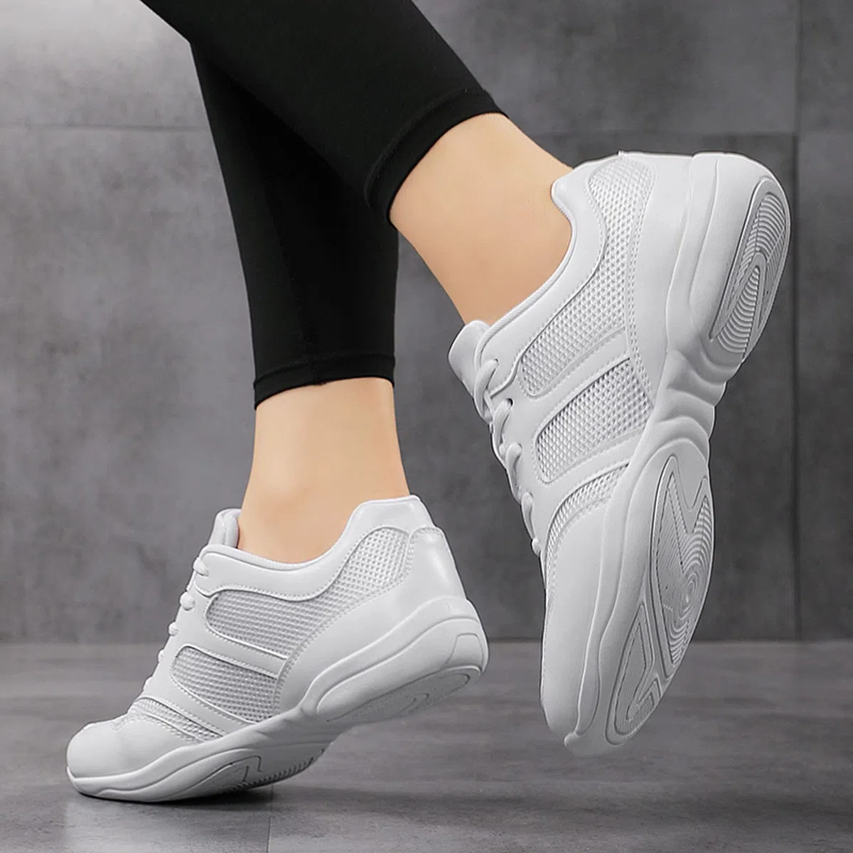 Damen Cheerleadingschuhe Mädchen Cheerleadingschuhe Tanzschuhe Gymnastik Jazz Yoga Trainingschuhe Outdoor Sportschuhe Walkingschuhe Weiß