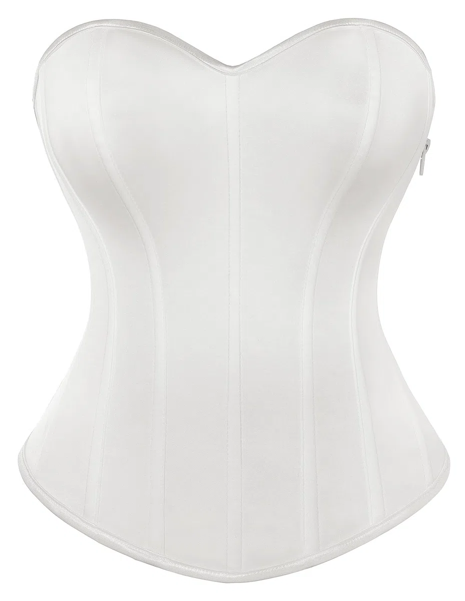SCARLET DARKNESS Damen Renaissance Korsett Herzausschnitt Top | Glatter Satinstoff, Trägerloses Korsett Oberteil, Formgebendes Taillendesign, Retro & Lässiger Stil