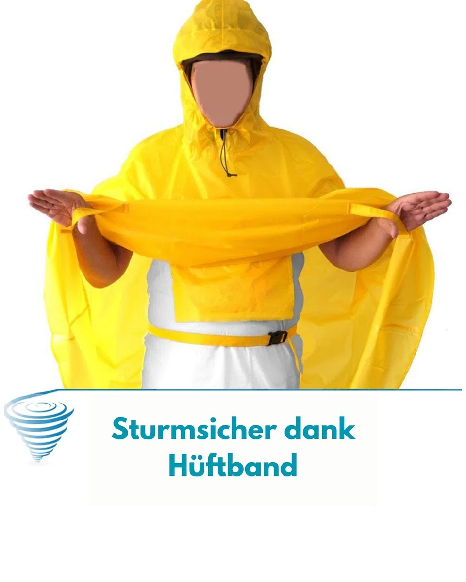 HOCK Fahrrad Regenponcho mit neuer Kapuzenform - Fahrradponcho Wasserdicht mit Reflektoren - Herren Damen Regenschutz - optimales Regencape zum Mitnehmen für alle Biker