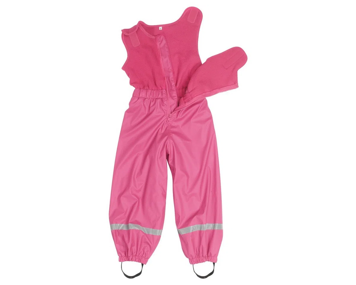 Playshoes Unisex Kinder Latzhose Regenhose mit Fleece-latz