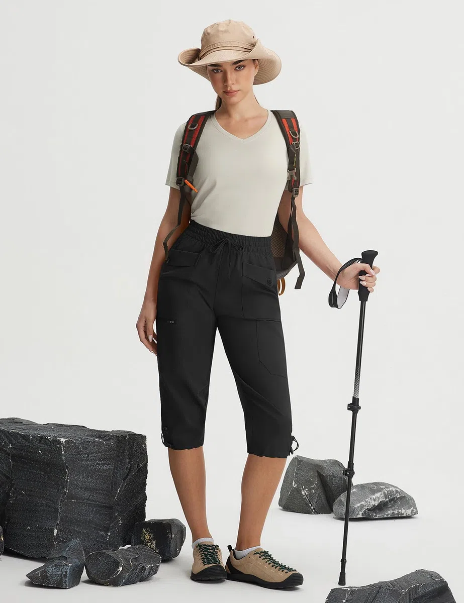 baleaf Damen Wanderhose Knielang UV Schutz Cargohose Outdoorhose Sommerhose