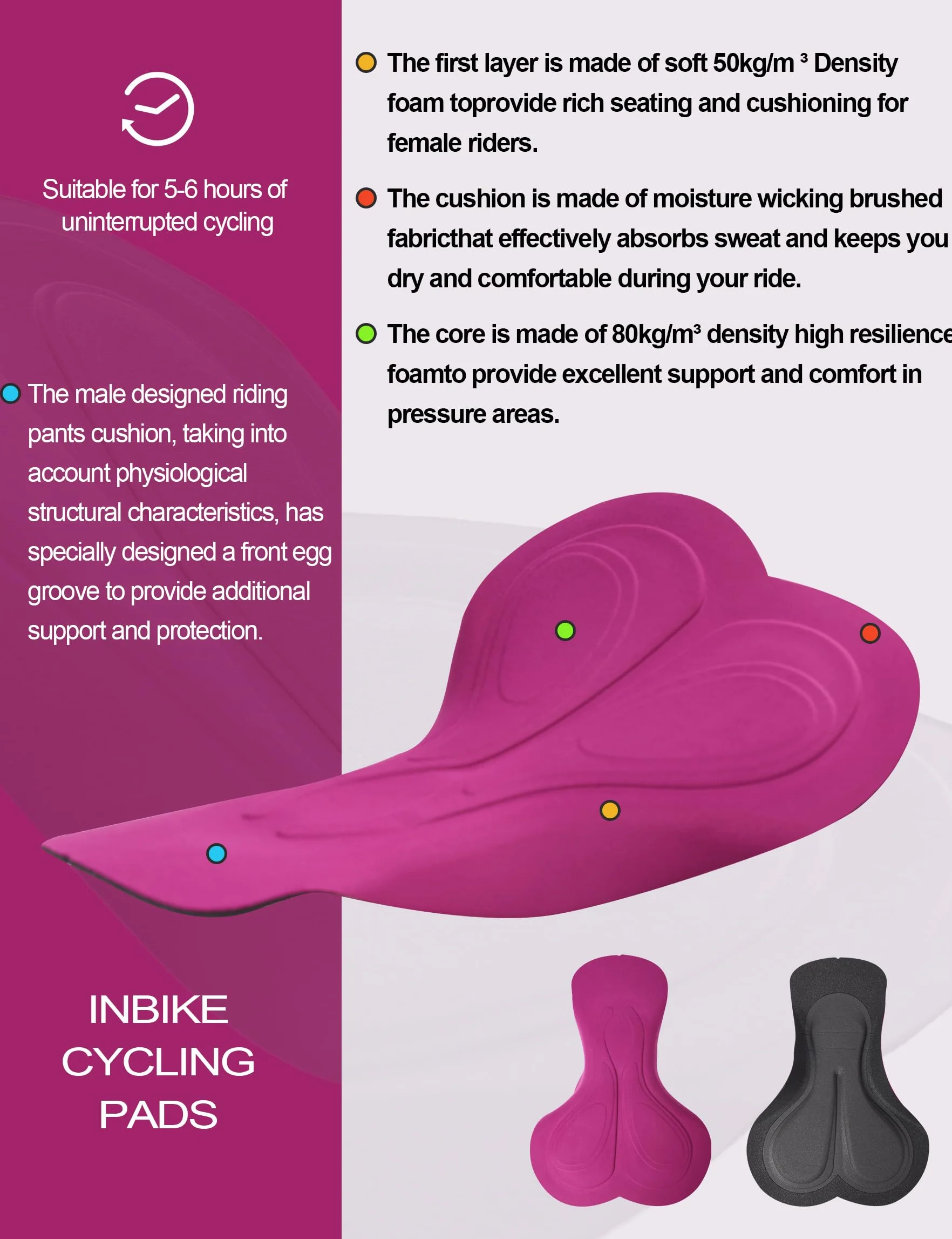 INBIKE Damen Fahrrad Trägerhose Fahrradhose Kurz Gepolstert Sommer mit Tasche Atmungsaktiv Hohe Taille Reflektierende Radlerhose Radhose mit Träger für Rennrad MTB Radsport