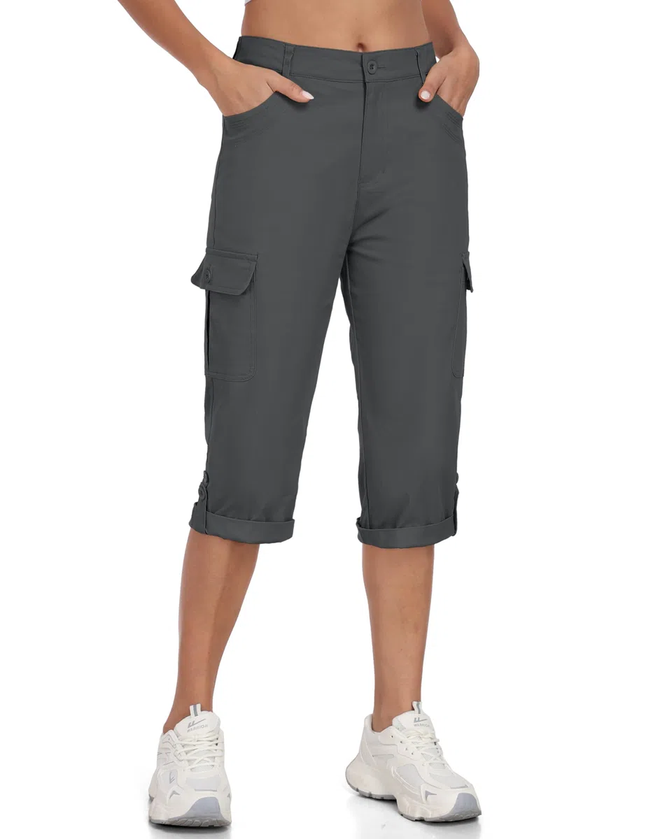MoFiz Cargo Shorts Damen 3/4 Lange Hosen Wandershorts Trekking Caprihose Sommer Outdoorhose