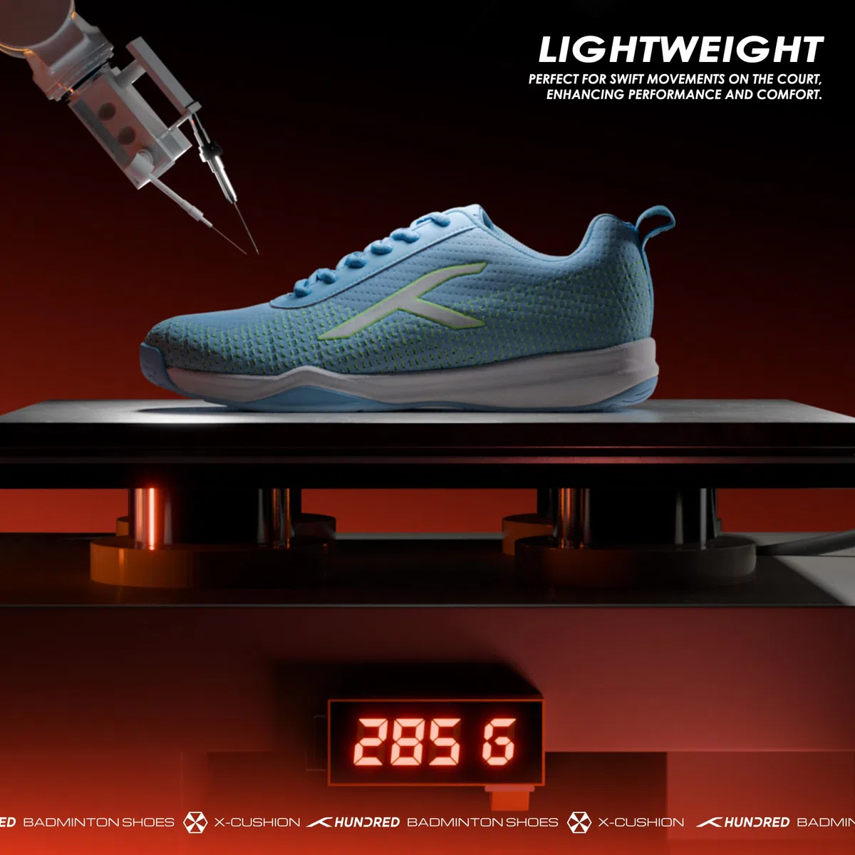 HUNDRED Blade Lite Non Marking Badminton Shoes | Unisex | Material: Knitted Upper & Rubber Sole| Perfect for Squash, Table Tennis, Volleyball, Basketball
