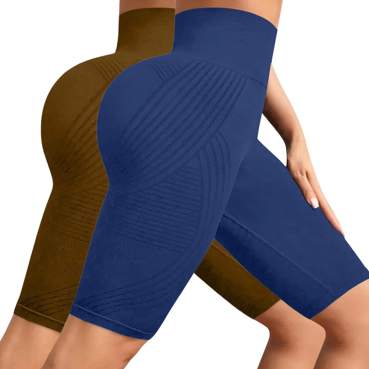 Generisch 2 Stück Cellulite Leggings Sport Shorts Damen Kurze Sporthose Push Up Kurze Leggings Butt Lifting Gym Short Lipödem 3D Leggins 3D-Kompressionsleggings, Lymphdrainage Yoga-Shorts