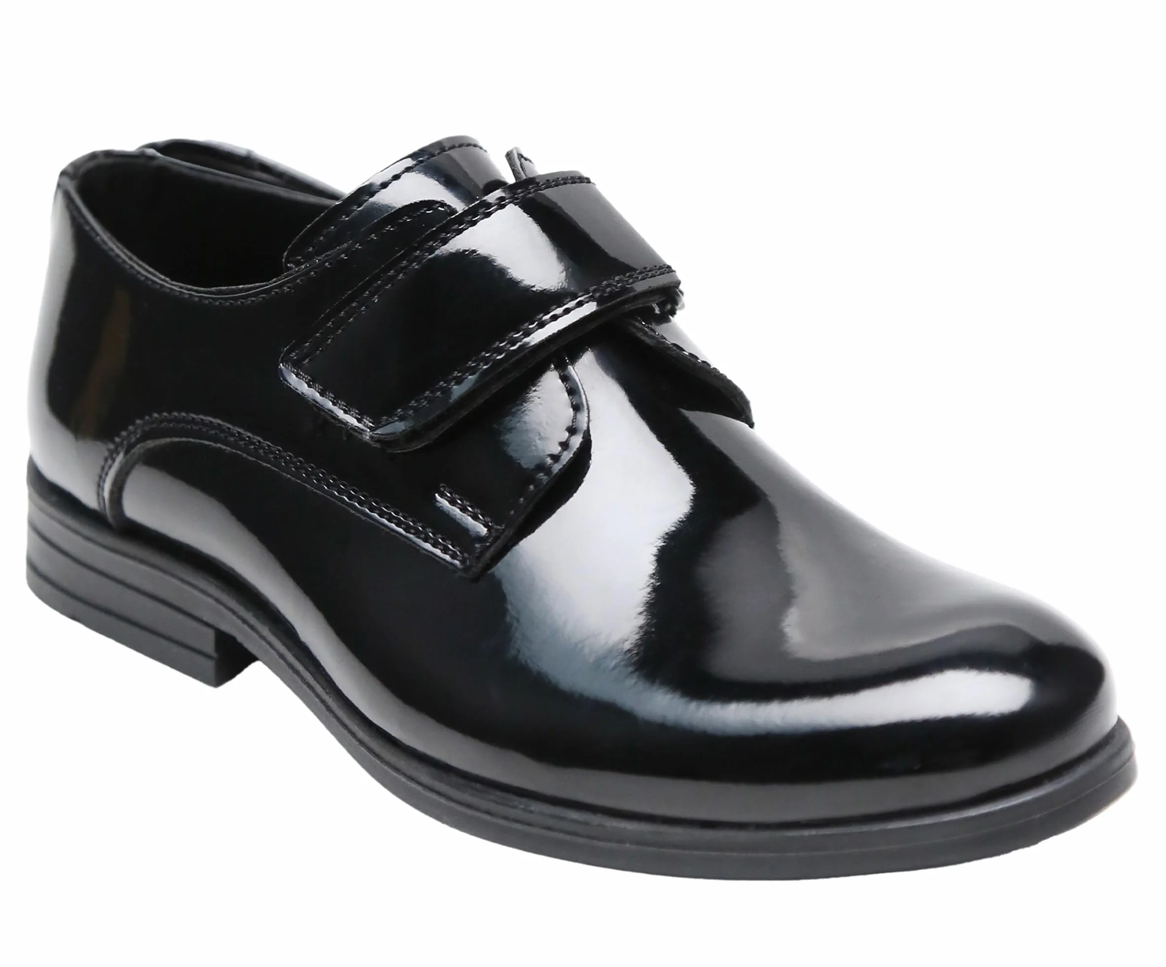 SIRRI Schwarze Lackschuhe mit Klettverschluss für Jungen – formelle Kinderschuhe