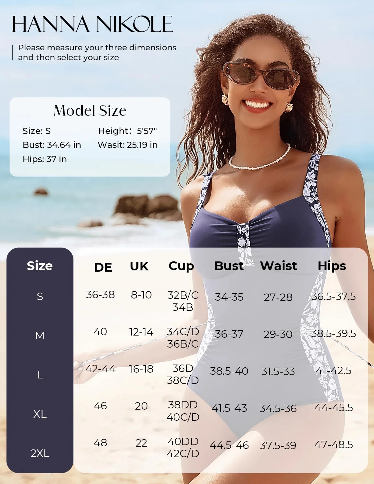 Hanna Nikole Badeanzug Damen Bauchweg V Ausschnitt Raffung Bademode Swimsuit Push Up Criss Cross Rückenfrei Monokini