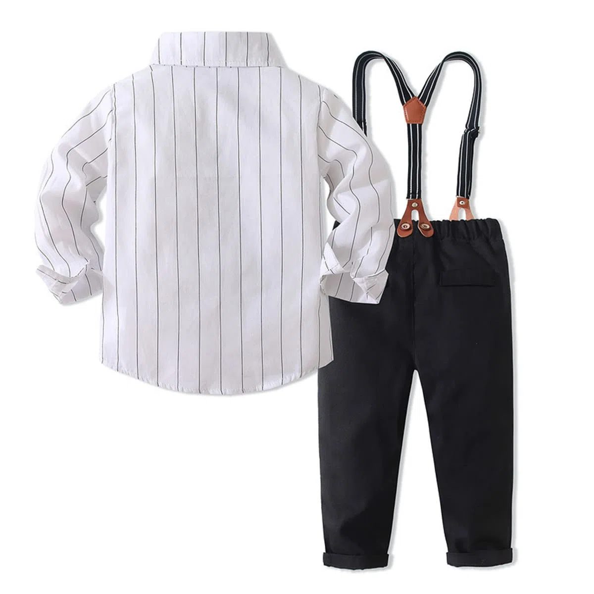 Taufanzug Junge Baby Kleinkinder 4 Stück Fliege+ Hemd+ Hose + Hosenträger Bekleidungssets für Baby-Jungen 80-120