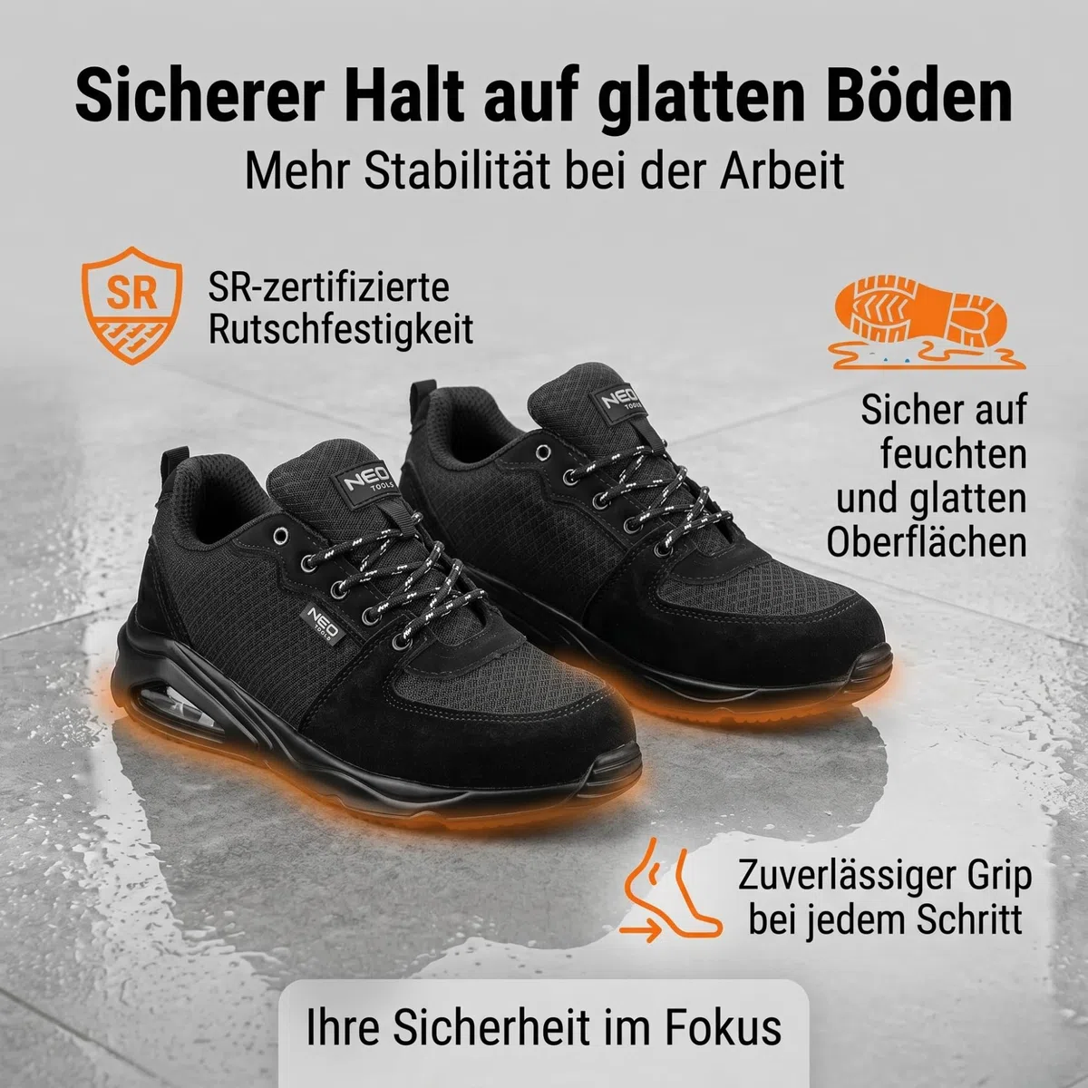 NEO TOOLS NEO Air Profi Arbeitsschuhe Sicherheitsschuhe, Atmungsaktive Halbschuhe für Handwerk & Logistik, Sportliche Leichte Berufsschuhe