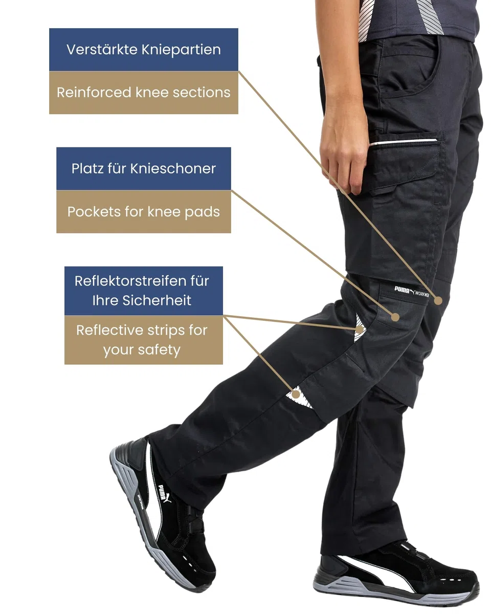 PUMA Workwear Precision X - Premium Arbeitshose für Damen, Funktionshose mit vielen Taschen, verstärkten Kniepartien und Stretch - für Handwerk, Produktion und Baugewerbe