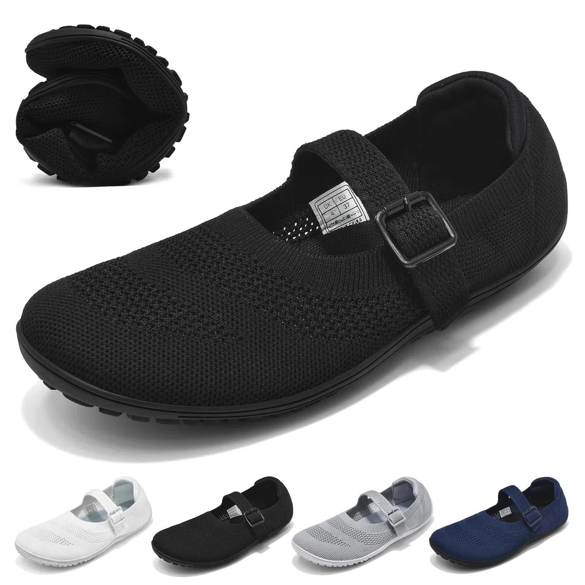 Wizshoe Damen Elegante Barfuß Ballerinas Bequeme Sommerschuhe mit Riemchen