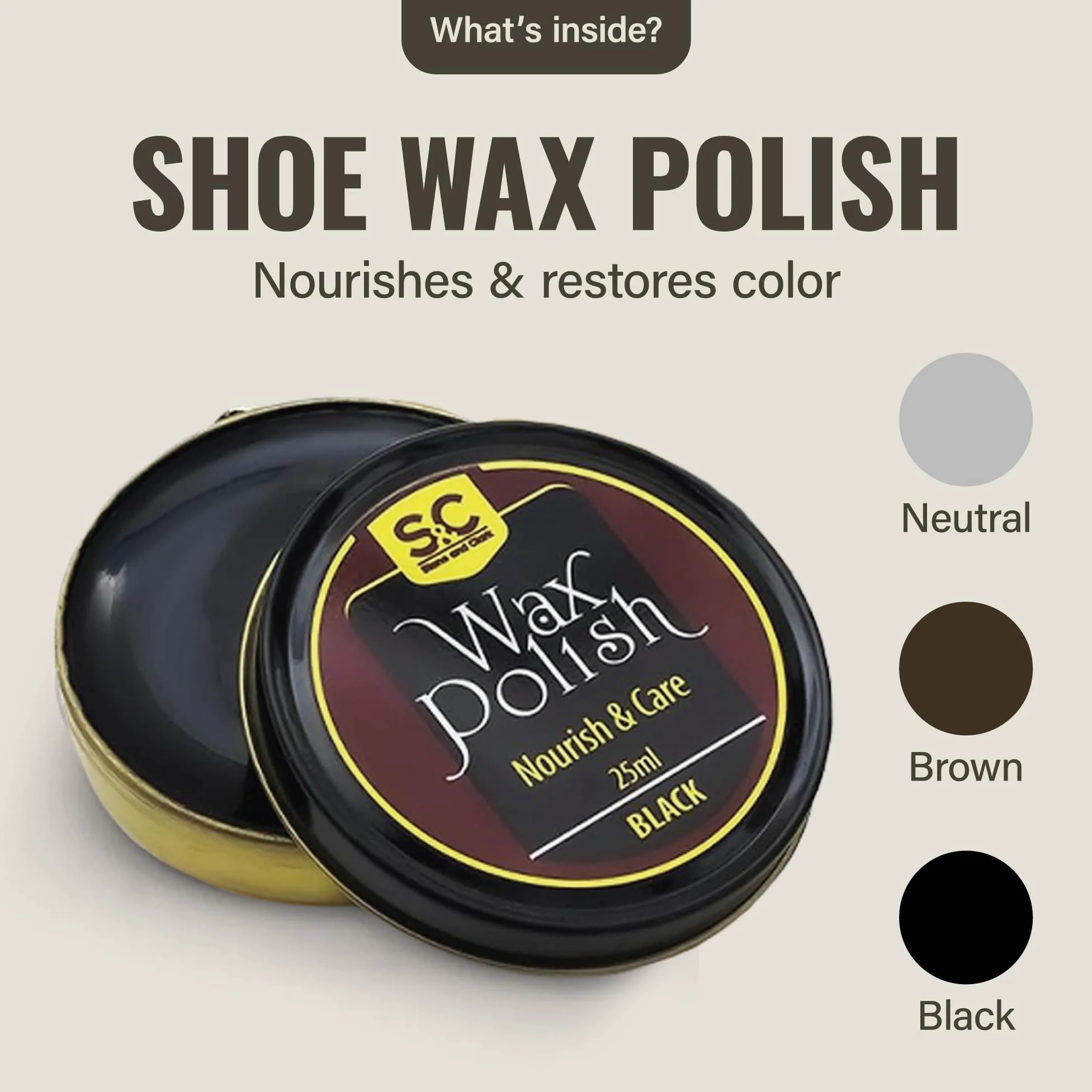 Stone and Clark 12-teiliges Schuhcreme & Pflegeset aus Leder mit braunem Wachs, Schuhbürsten zum Polieren, kompaktes Schuhputzset mit Rosshaarbürsten & PU