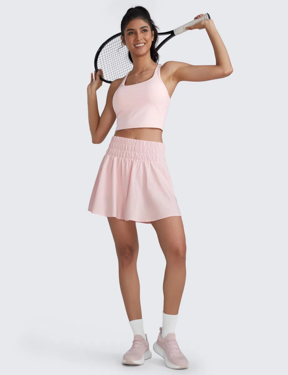 CRZ YOGA Damen High Waist Golfrock Tennis Sportrock Hosenrock Tennisrock Sport Rock Skorts Skirts mit Taschen Innenhose