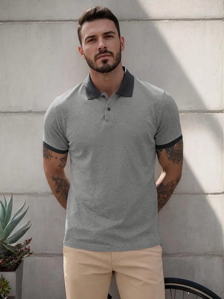 Runcati Herren Poloshirt Sommer Kurzarm Golf Shirt Männer Regular Fit Kontrast T-Shirt Basic Casual Knopfleiste Freizeit Polohemd